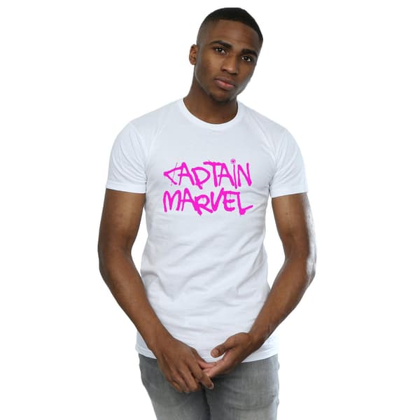 Marvel Herr Captain Marvel Spray Text T-Shirt 3XL Vit White 3XL