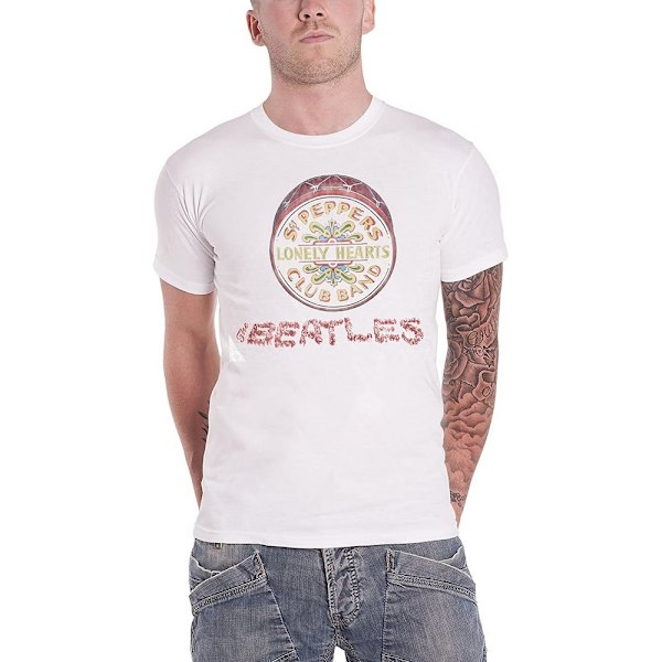 The Beatles Unisex Adult Drum Logo T-Shirt L Vit White L