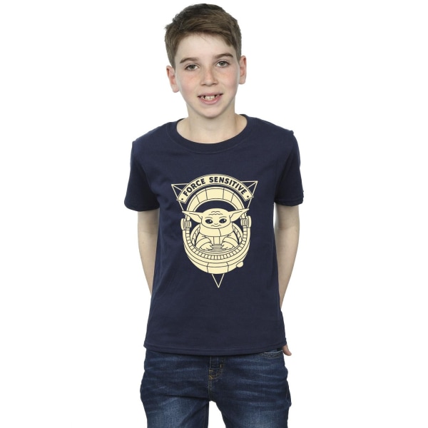 Star Wars Boys The Mandalorian Grogu Force Sensitive T-shirt 7- Navy Blue 7-8 Years
