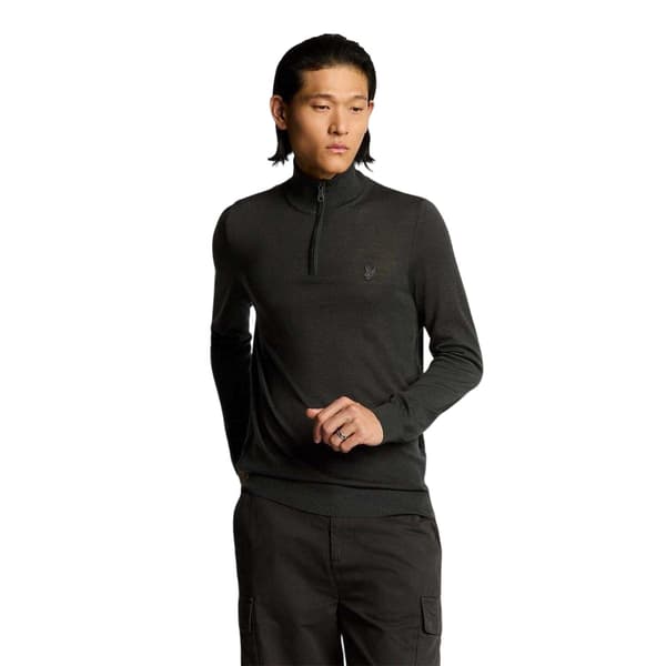Lyle & Scott Herrtröja Eagle Merino Ull Quarter Zip XS Grå Grey XS