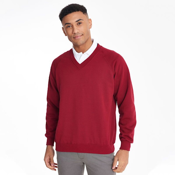 Maddins Mens Coloursure V-Neck Sweatshirt S Röd Red S