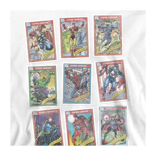 Marvel Unisex Vuxen Samlarkort Rutnät Retro Vävd Långärmad White L