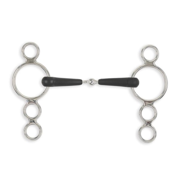Equirubber Equikind+ Jointed Horse 3 Ring Gag Bit 4.5in Silver Silver 4.5in