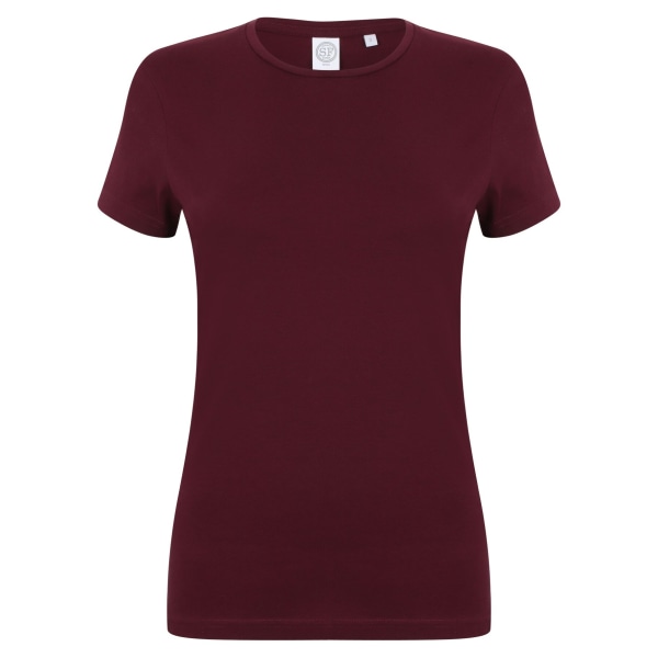 Skinni Fit Dam/Kvinnor Feel Good Stretch Kortärmad T-shirt Burgundy XS