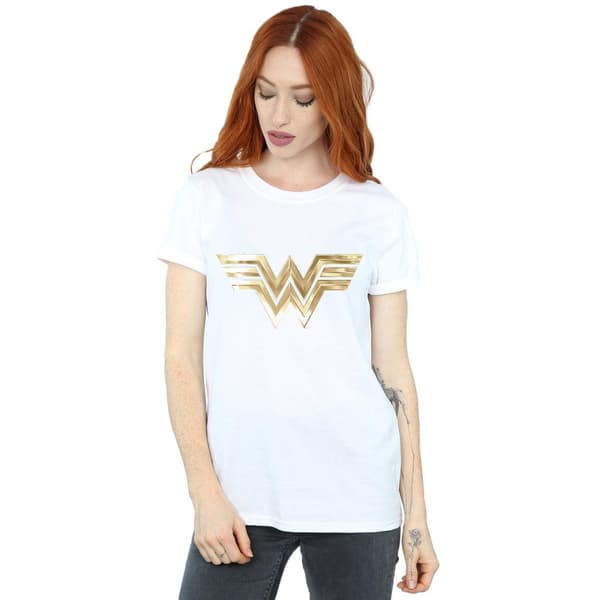 DC Comics Dam/Dam Wonder Woman 84 Guld Emblem Bomull Boyf White XXL