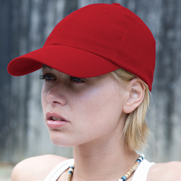 Result Unisex Lågprofil Tung Borstad Bomulls Basebollkeps En Red One Size