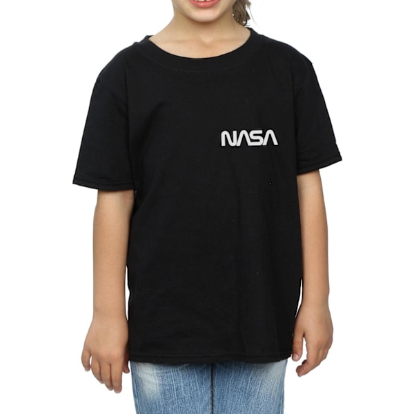 NASA Girls Modern Logo Chest Cotton T-Shirt 5-6 år Svart Black 5-6 Years
