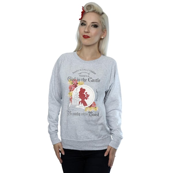 Skönheten och odjuret Dam/Dam Flicka I Slottet Sweatshirt Heather Grey XL