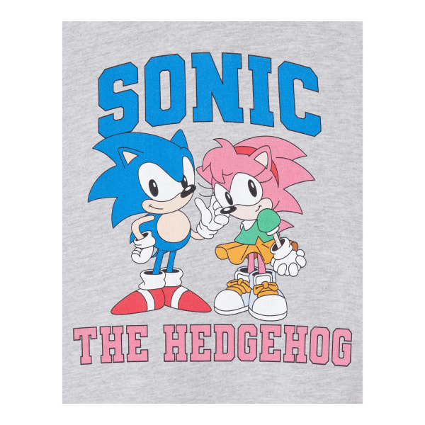 Sonic The Hedgehog Girls Collegiate Sonic & Amy Hoodie 7-8 år Grey Marl 7-8 Years