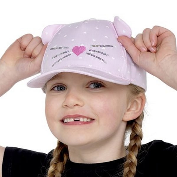 Bertie & Bo Flickor Katt Baseballkeps En Storlek Rosa Pink One Size
