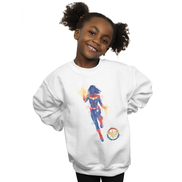 Marvel Girls Avengers Endgame Målad Captain Marvel Sweatshirt White 5-6 Years