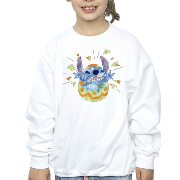 Disney Flickor Lilo & Stitch Cracking Egg Tröja 7-8 År Vit White 7-8 Years