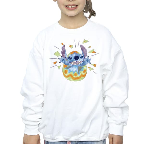 Disney Flickor Lilo & Stitch Cracking Egg Tröja 9-11 År Vit White 9-11 Years