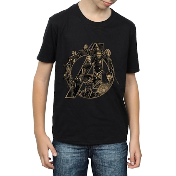 Avengers Infinity War Boys Logo Bomull T-shirt 12-13 År Svart Black 12-13 Years