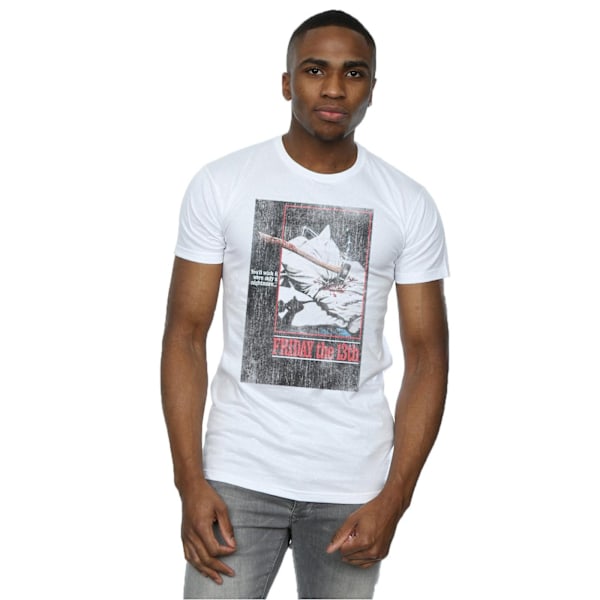 Fredag den 13:e herr Distressed Axe Poster T-shirt XL vit White XL