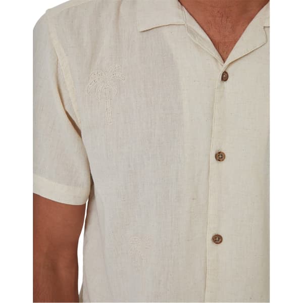 Threadbare Herrbroderad kortärmad skjorta L Natur Natural L