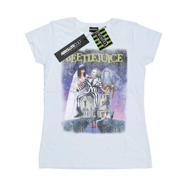 Beetlejuice Dam/Kvinnor Distressed Poster Bomull T-Shirt S Vit White S