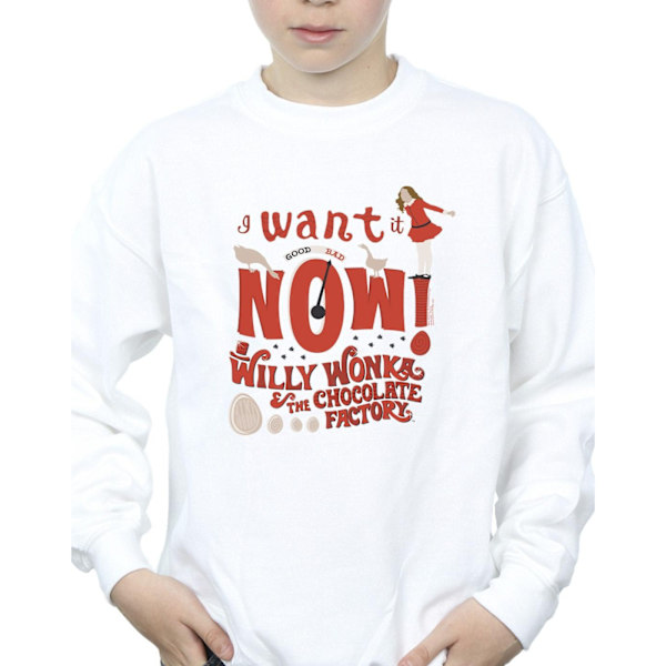 Willy Wonka Boys Verruca Salt I Want It Now Sweatshirt 3-4 år White 3-4 Years