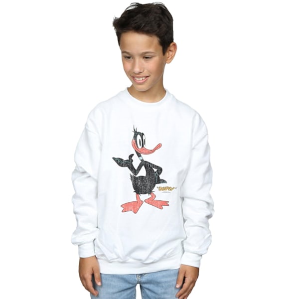 Looney Tunes Pojkar Daffy Duck Distressed Sweatshirt 12-13 År White 12-13 Years