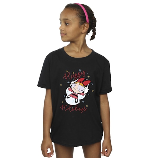 The Powerpuff Girls Girls Happy Holidays Bomull T-shirt 9-11 år Black 9-11 Years