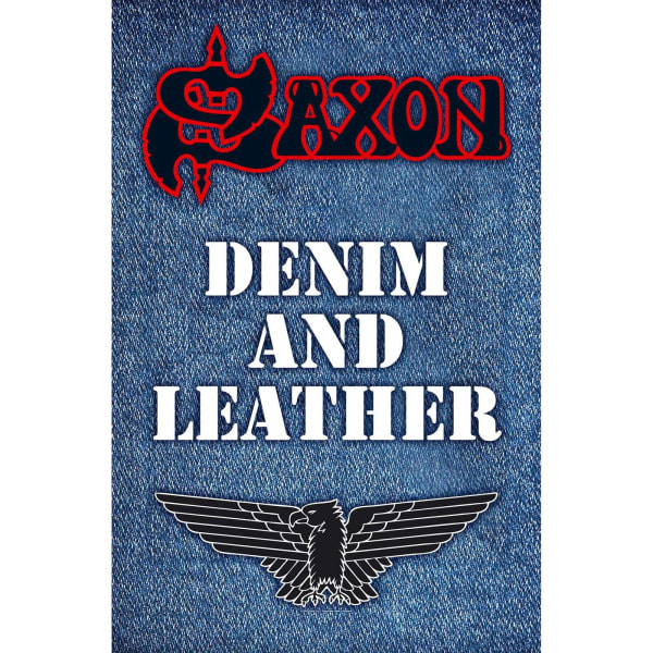 Saxon denim och läder textilaffisch 106cm x 70cm Blå/Svart/ Blue/Black/White 106cm x 70cm