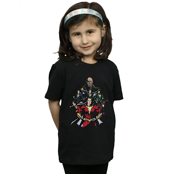 DC Comics Girls Shazam Team Up Bomull T-shirt 7-8 år Svart Black 7-8 Years