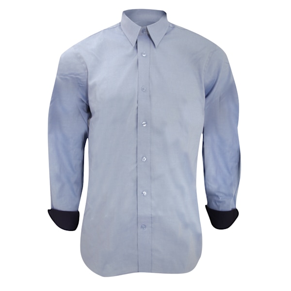 Kustom Kit Herr Långärmad Kontrast Premium Oxford Skjorta M Ljusblå/Marinblå Light Blue/Navy M