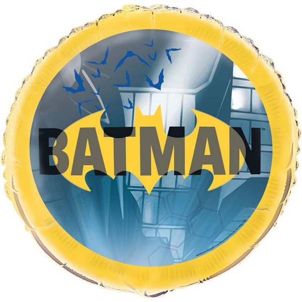 Batman Logo Rund Folieballong One Size Blå/Gul Blue/Yellow One Size