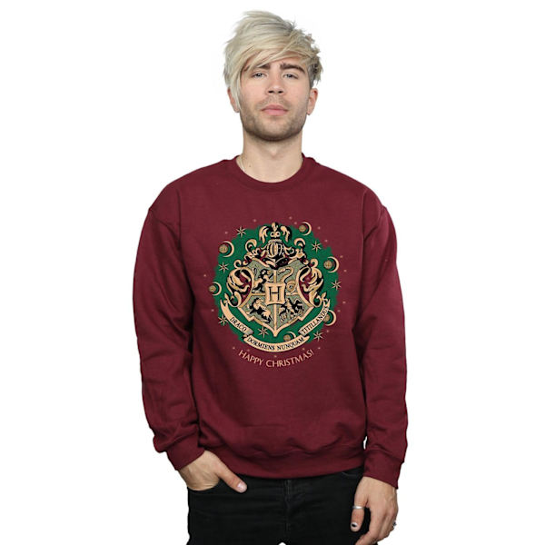 Harry Potter Julkrans Sweatshirt för Män L Burgundy Burgundy L