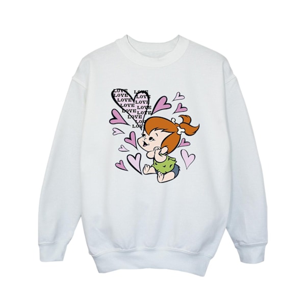 The Flintstones Girls Pebbles Love Love Love Sweatshirt 3-4 år White 3-4 Years