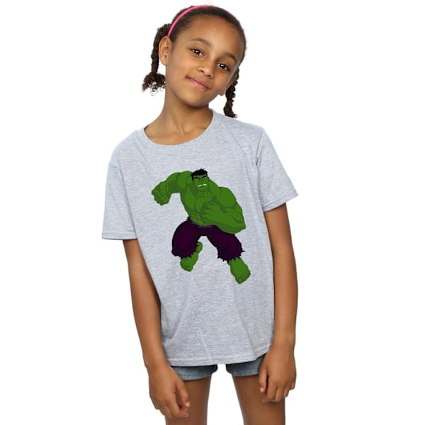 Marvel Girls Hulk Pose Bomull T-shirt 7-8 år Sports Grey Sports Grey 7-8 Years
