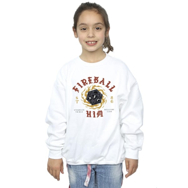 Netflix Girls Stranger Things Fireball Dice 86 Sweatshirt 12-13 White 12-13 Years