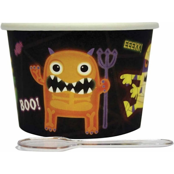 Amscan Boo Crew Monster Dessert Cups & Spoons Set (24-pack) Black/Orange/Yellow One Size