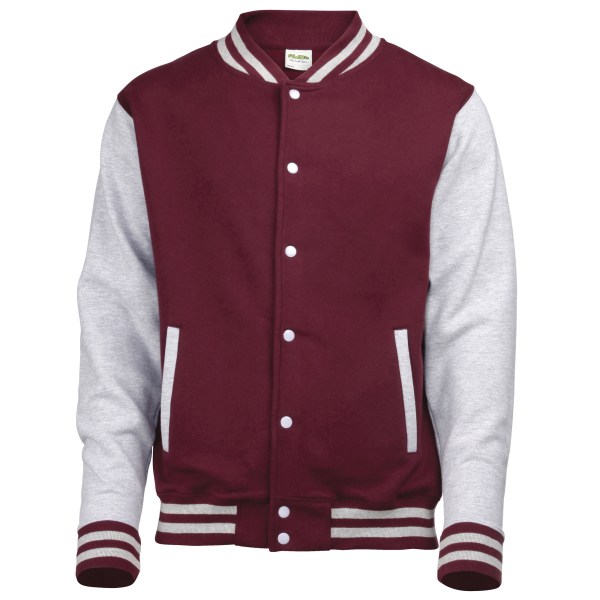 Awdis Unisex Varsity Jacka XXL Burgundy / Heather Grey Burgundy / Heather Grey XXL