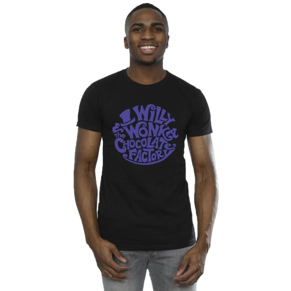 Willy Wonka & The Chocolate Factory Herr T-shirt med tryckt logotyp S B Black S