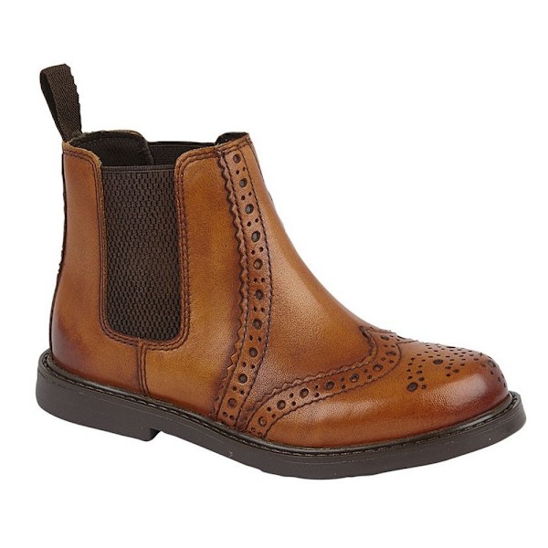 Roamers Pojkar Läder Ankel Boots 4 UK Tan Tan 4 UK