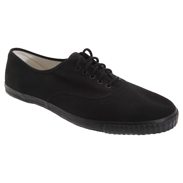 Dek Vuxna Unisex Snörning Canvas Gym Plimsolls 6 UK Svart Black 6 UK