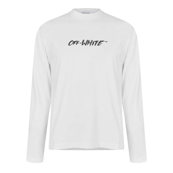 Off White Lättvikts Långärmad T-shirt för Herr L Vit White L