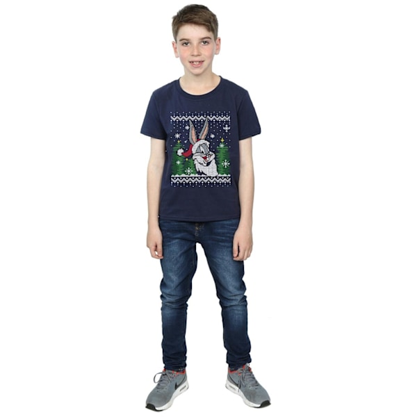 Looney Tunes Pojkar Bugs Bunny Jul Fair Isle T-shirt 9-11 år Navy Blue 9-11 Years