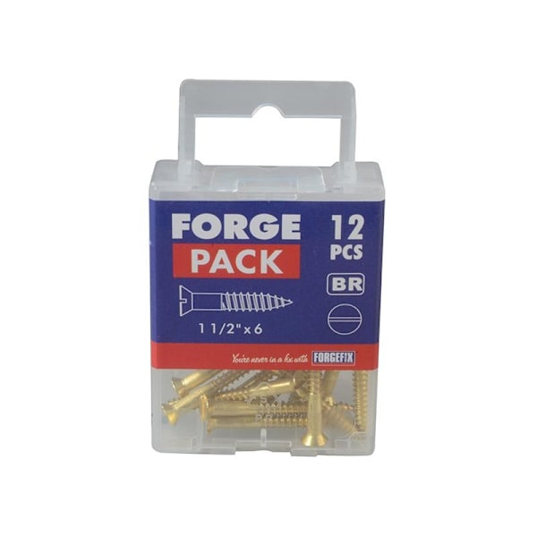 Forgefix Träskruvar, Spårskruv, Försänkt, Mässing 1.1/2in x 6 ForgePack Multi Colour 1.1/2in x 6 ForgePack 12