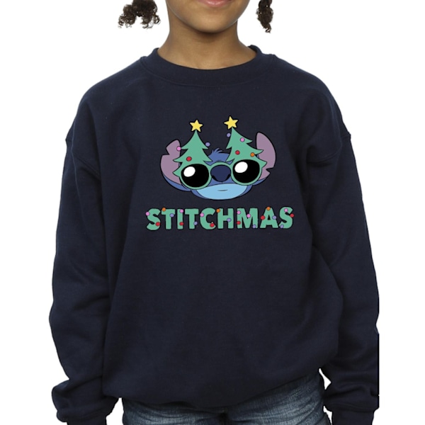 Disney Girls Lilo & Stitch Stitchmas Glasögon Sweatshirt 7-8 År Navy Blue 7-8 Years