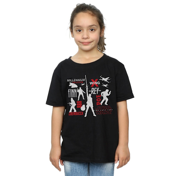 Star Wars Girls The Last Jedi Rebellion Silhouettes Bomull T-shirt Black 12-13 Years