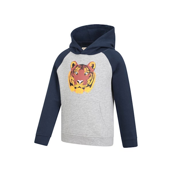 Mountain Warehouse Barn Hoodie för barn/barn i ekologisk bomull med tigermotiv 3- Grey/Navy 3-4 Years