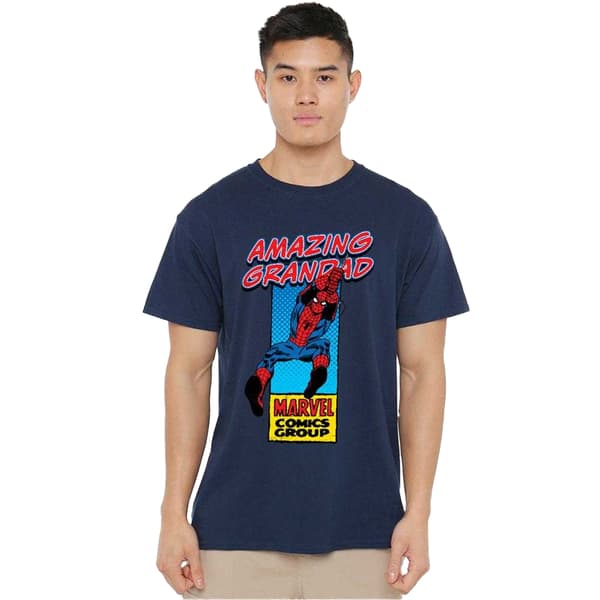 Marvel Comics Herr Amazing Grandad Spider-Man Corner Box T-shirt Navy S