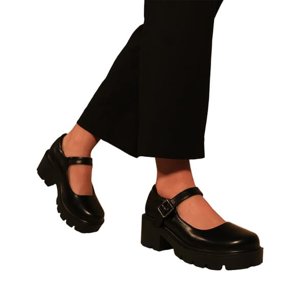 Where's That From Dam/Damer Rylee Retro Platform Block Heel Black 6 UK