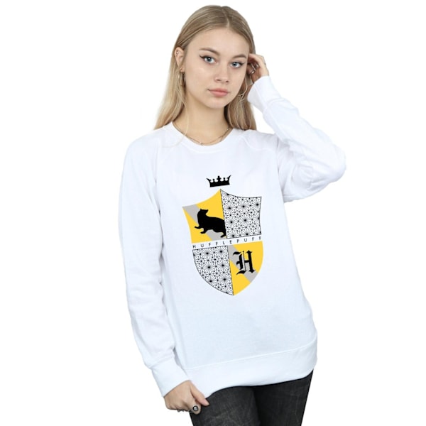 Harry Potter Dam/Kvinnor Hufflepuff Sköld Sweatshirt XL Vit White XL