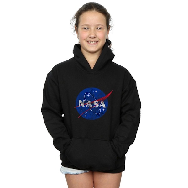 NASA Girls Classic Insignia Logo Distressed Hoodie 9-11 år B Black 9-11 Years