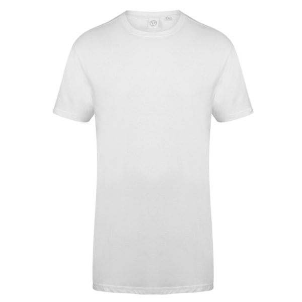 Skinnifit Herr Långlinnad T-shirt med doppad fåll Vit White L