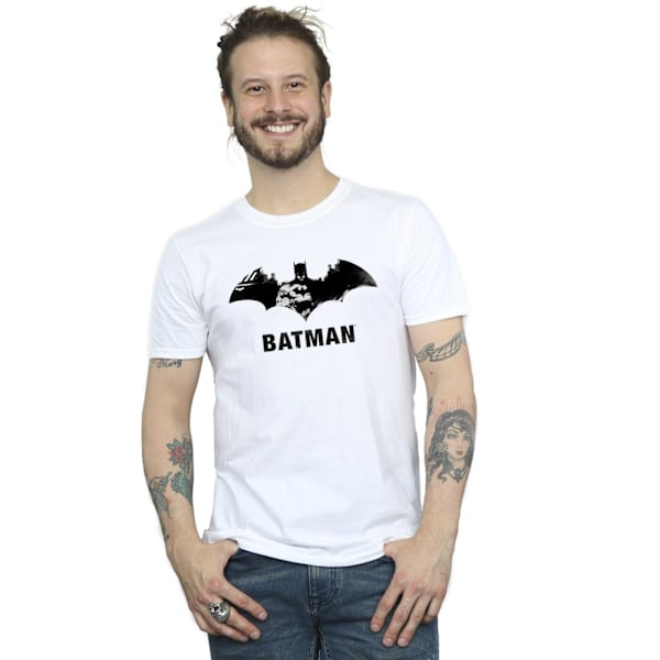 DC Comics Herr Batman Svart Stare Logotyp T-shirt 4XL Vit White 4XL