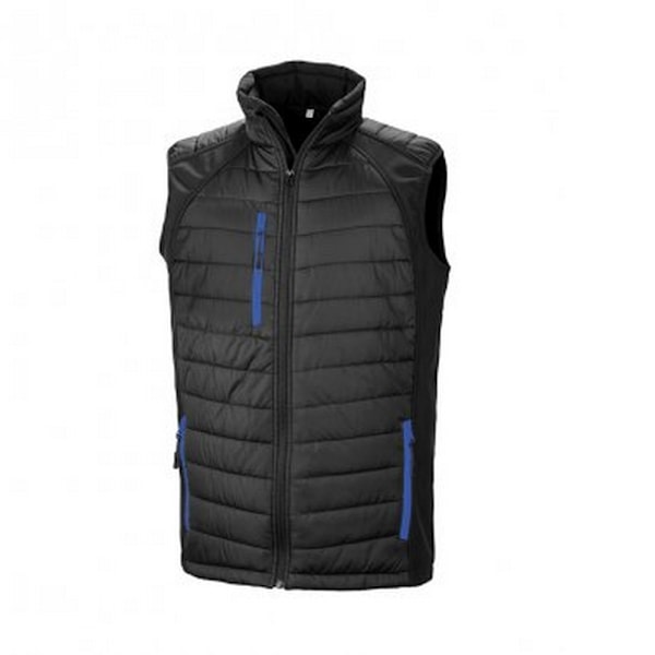 Result Herr Svart Compass Vadderad Mjuk Skalväst 2XL Svart/Royal Black/Royal Blue 2XL